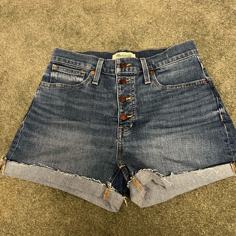 Madewell High Rise Denim Shorts Button-Through 26 EUC